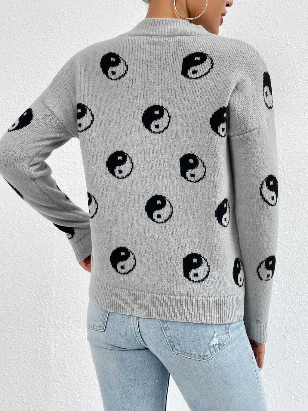 Patterned Drop Shoulder Sweater (6)