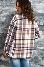 Plaid Button Front Shirt Jacket Breast Pockets (9)