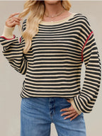 Slit Striped Oversized Sweater (8)