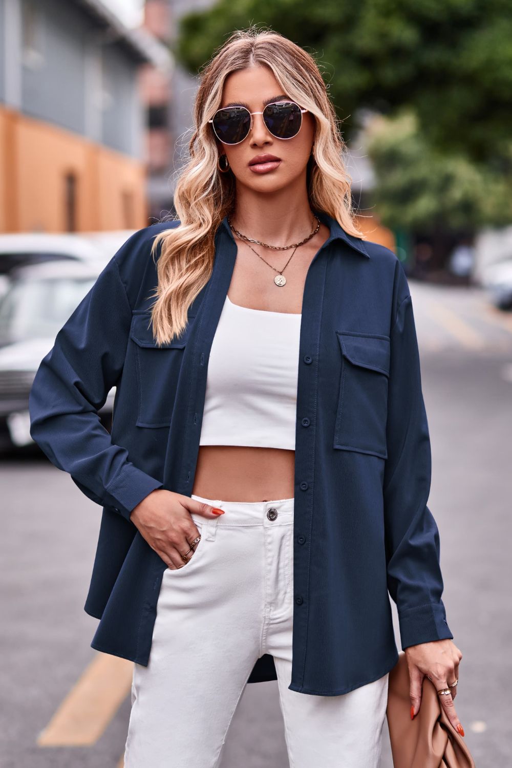 Dropped Shoulder Longline Shirt Pockets (5)
