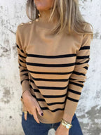 Full Size Striped Turtleneck Long Sleeve Sweater Plus (6)