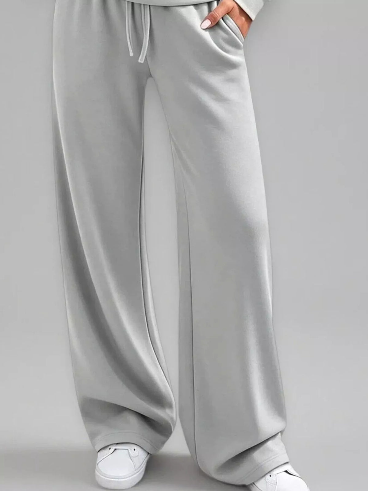 Button Detail Dropped Shoulder Top Pants Set (7)