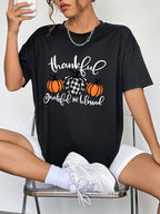 Round Neck Short Sleeve Fall Season Graphic T-shirt (5)