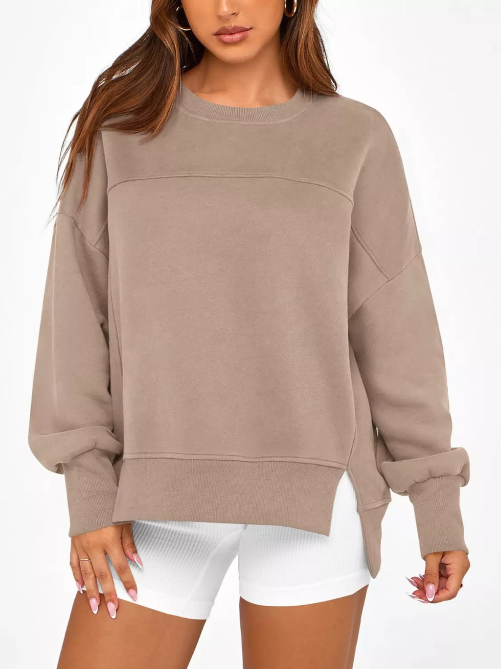 Casual Loose Side Slit Sweatshirt (28)