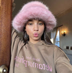 Faux Fur Straw Hat Winter photo 3