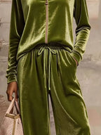 Velvet Zip-up Top Pants Set (4)