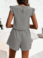 Printed Round Neck Top Layered Shorts Set (13)