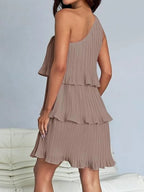Layered Single Shoulder Mini Dress (7)