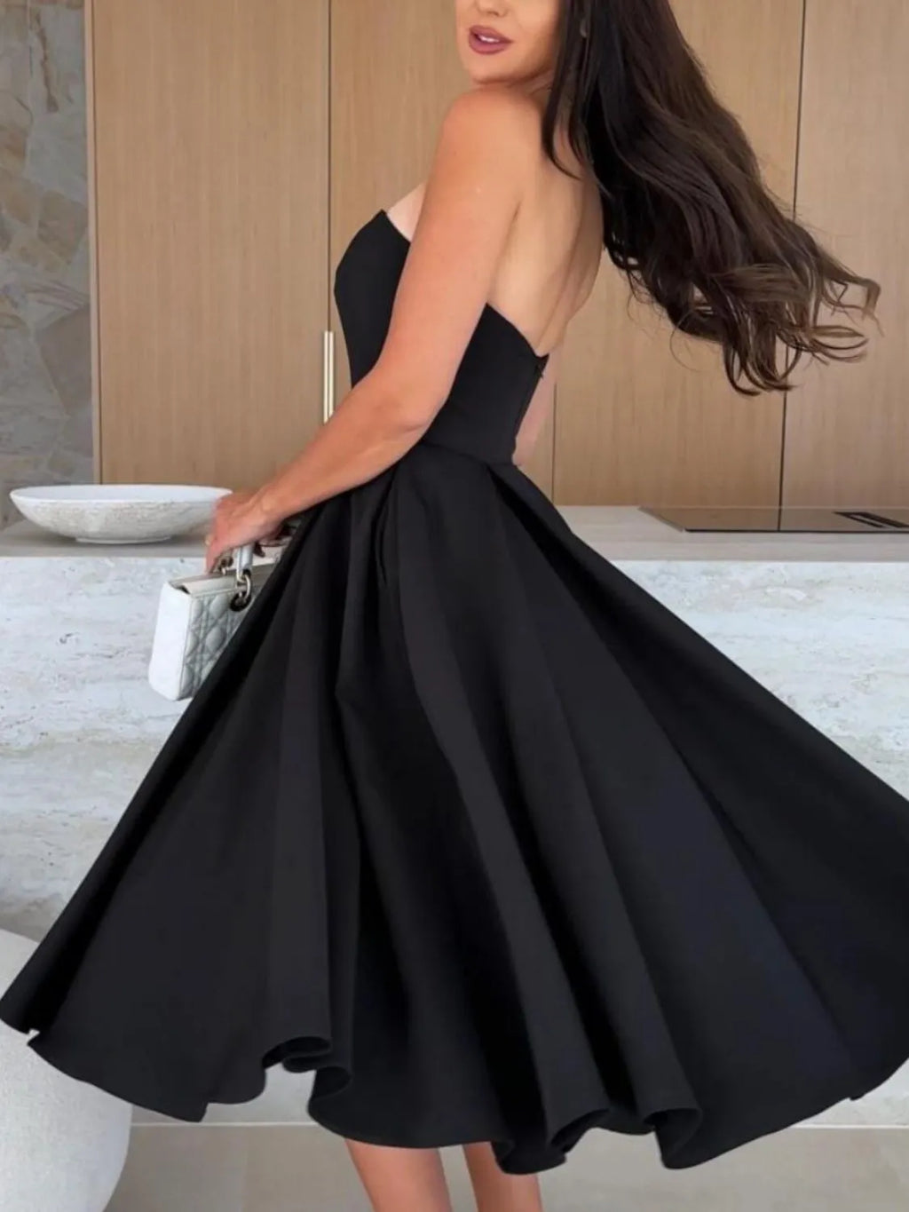 Solid Color Tube Midi Dress (7)