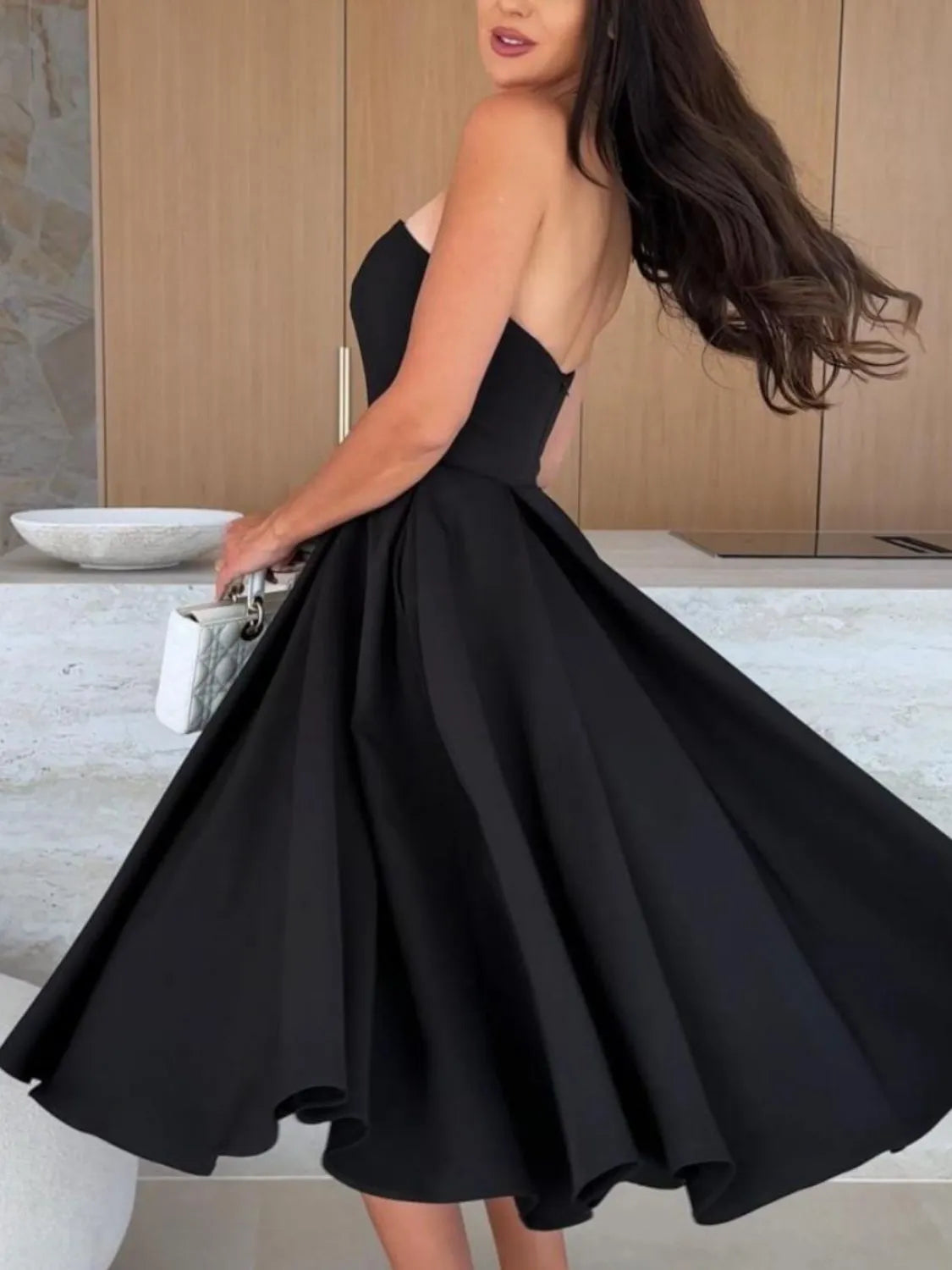 Solid Color Tube Midi Dress (7)