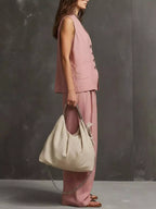 Full Size Sleeveless Vest Wide-leg Pants Set Plus (2)