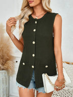Button Down Round Neck Knit Vest (3)