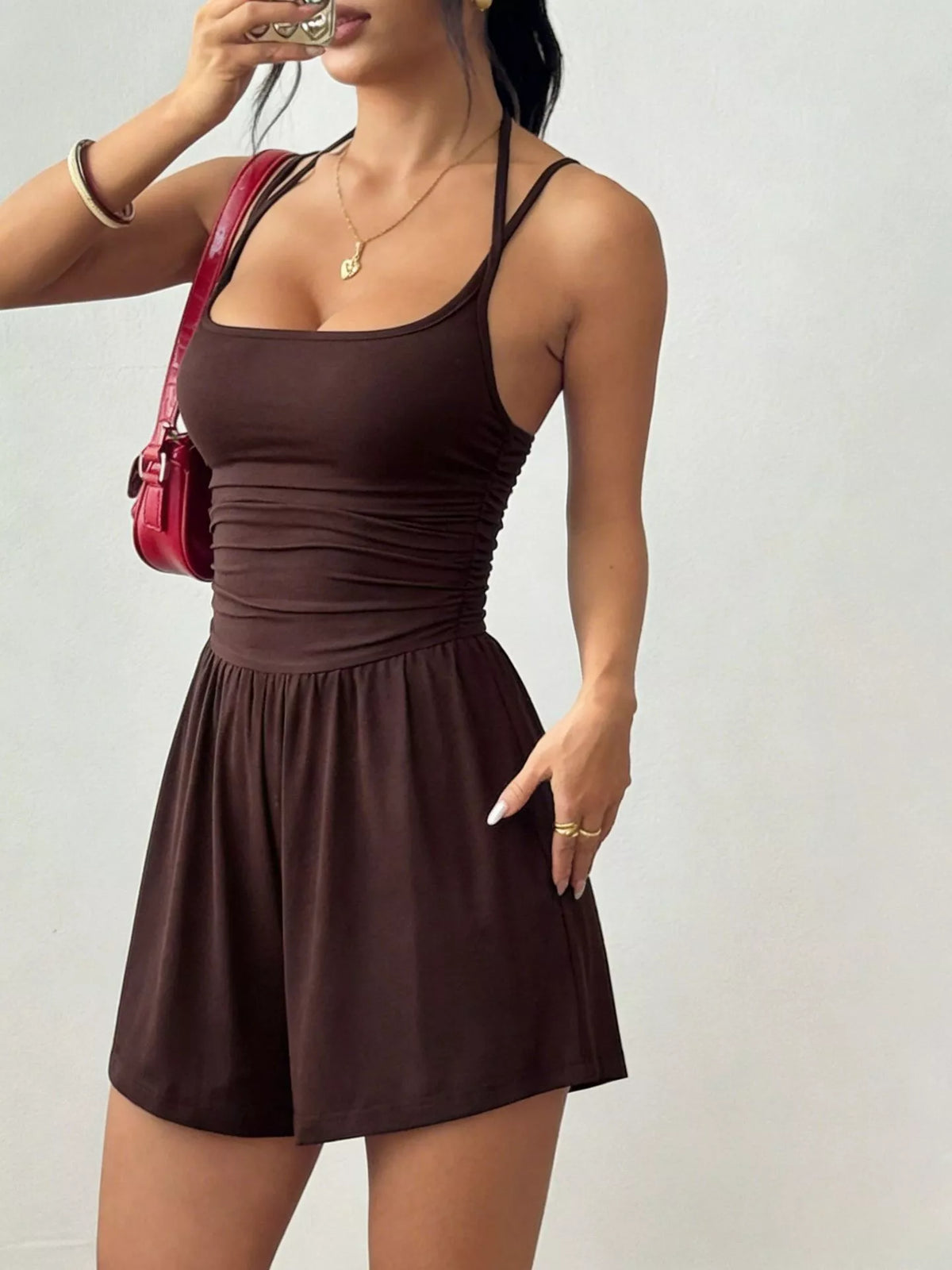 Ruched Spaghetti Strap Romper (2)