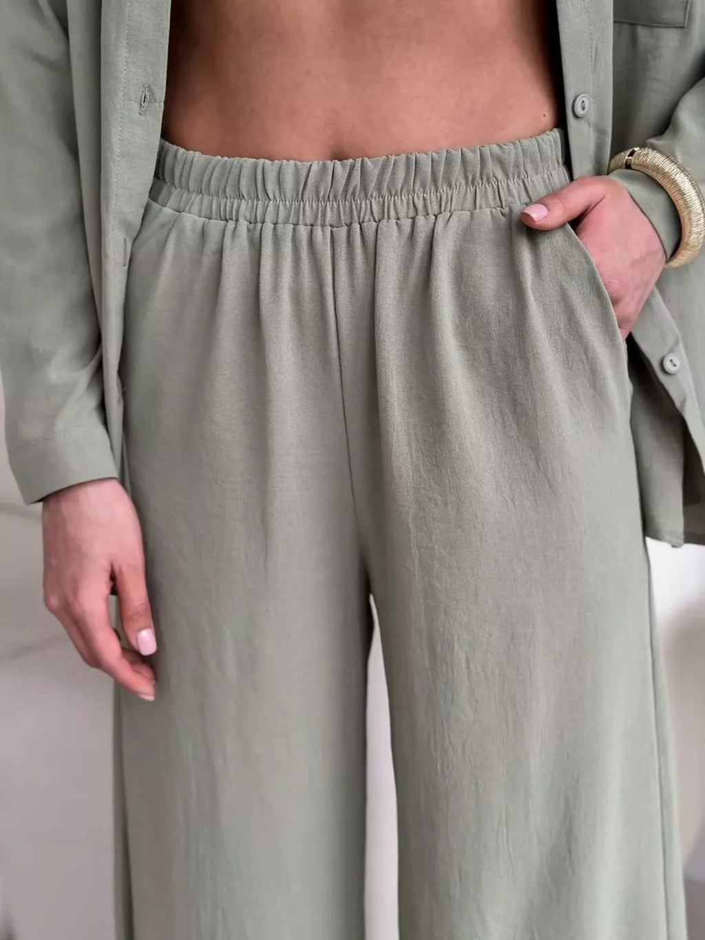 Button Down Shirt Pants Set (12)