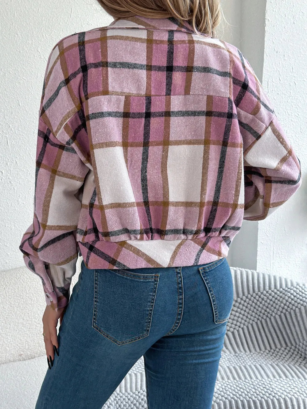 Plaid Button Up Long Sleeve Jacket (17)