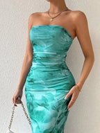 Printed Side Slit Tube Dress (20)