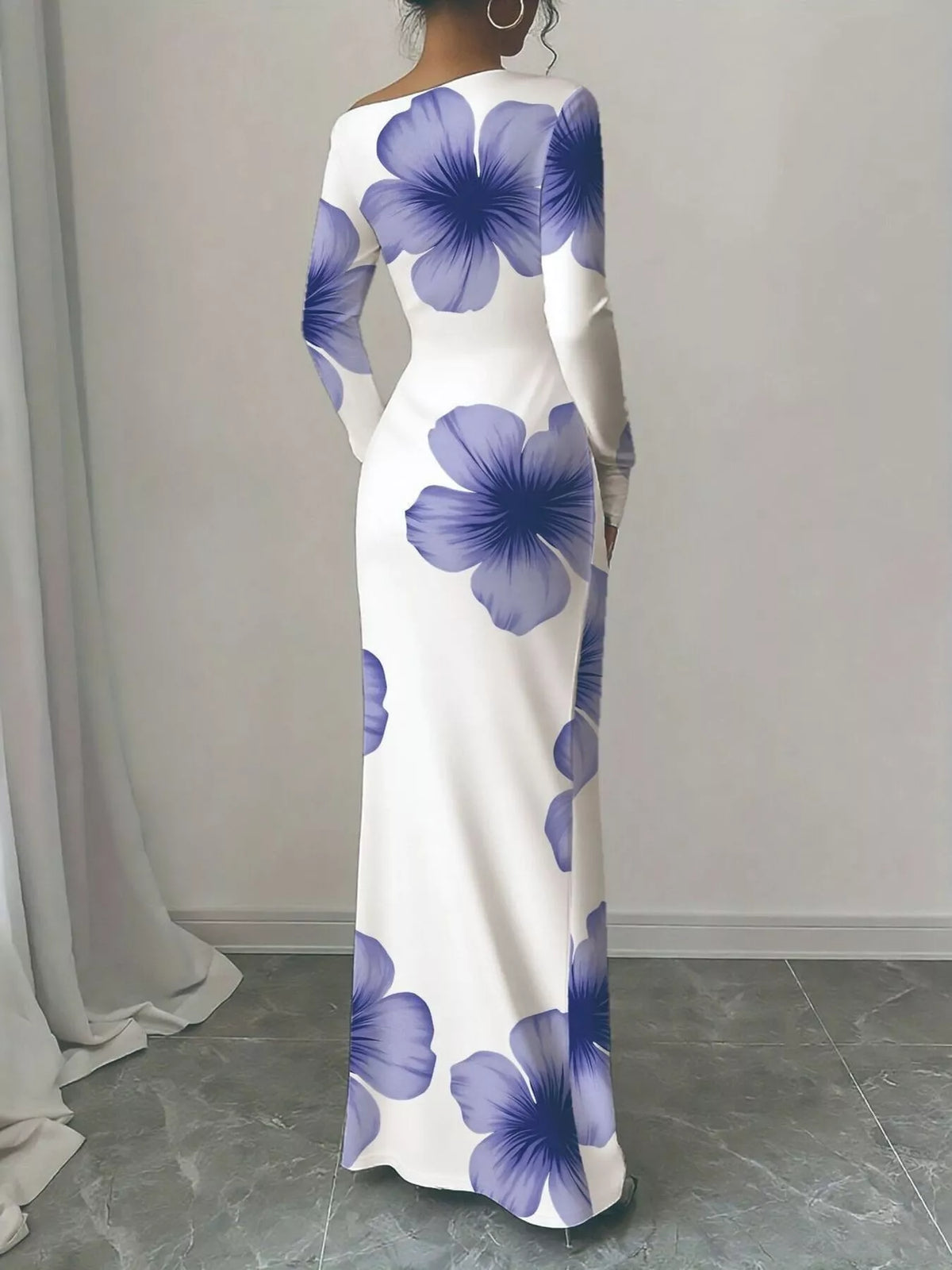 Floral Print One Shoulder Maxi Dress (5)