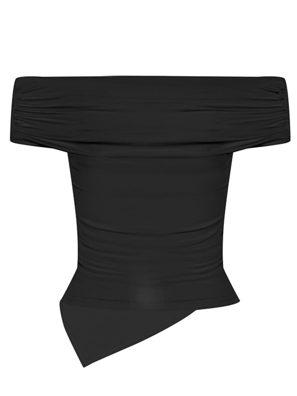 Off-shoulder Ruched Asymmetrical Hem Top (5)