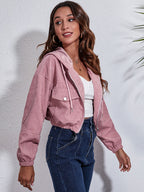 Drawstring Hooded Zip Up Jacket Pockets (4)