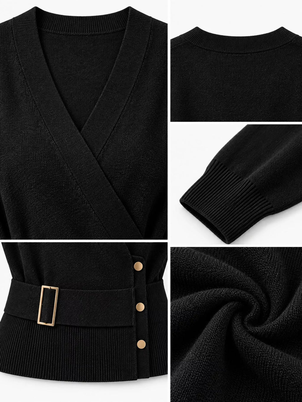 Surplice Elastic Waist Long Sleeve Knit Top (28)