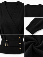 Surplice Elastic Waist Long Sleeve Knit Top (28)