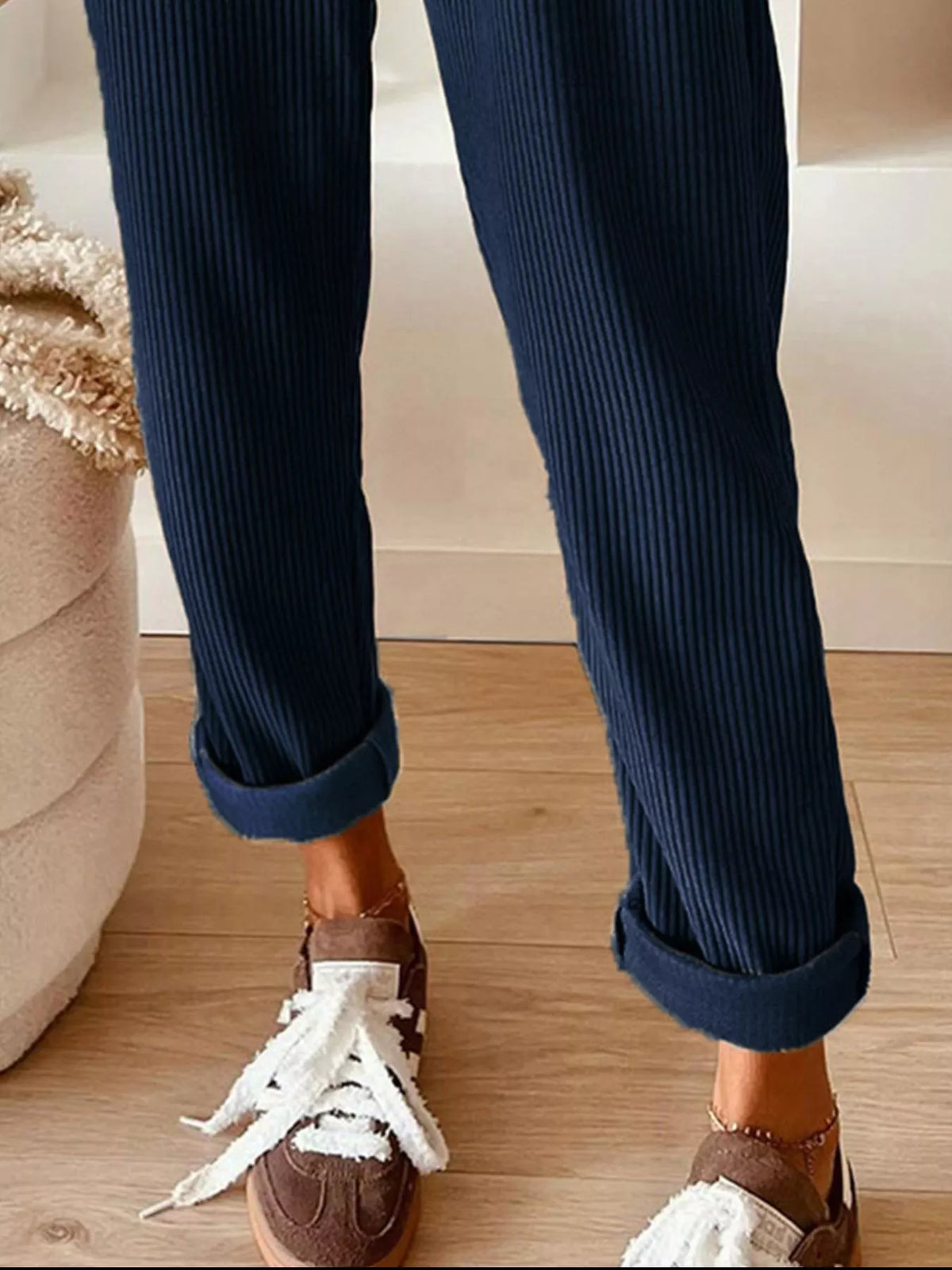 Casual Corduroy Drawstring Waist Pants (6)