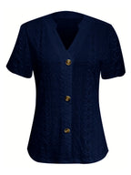 Openwork Notched Short Sleeve Top (20)