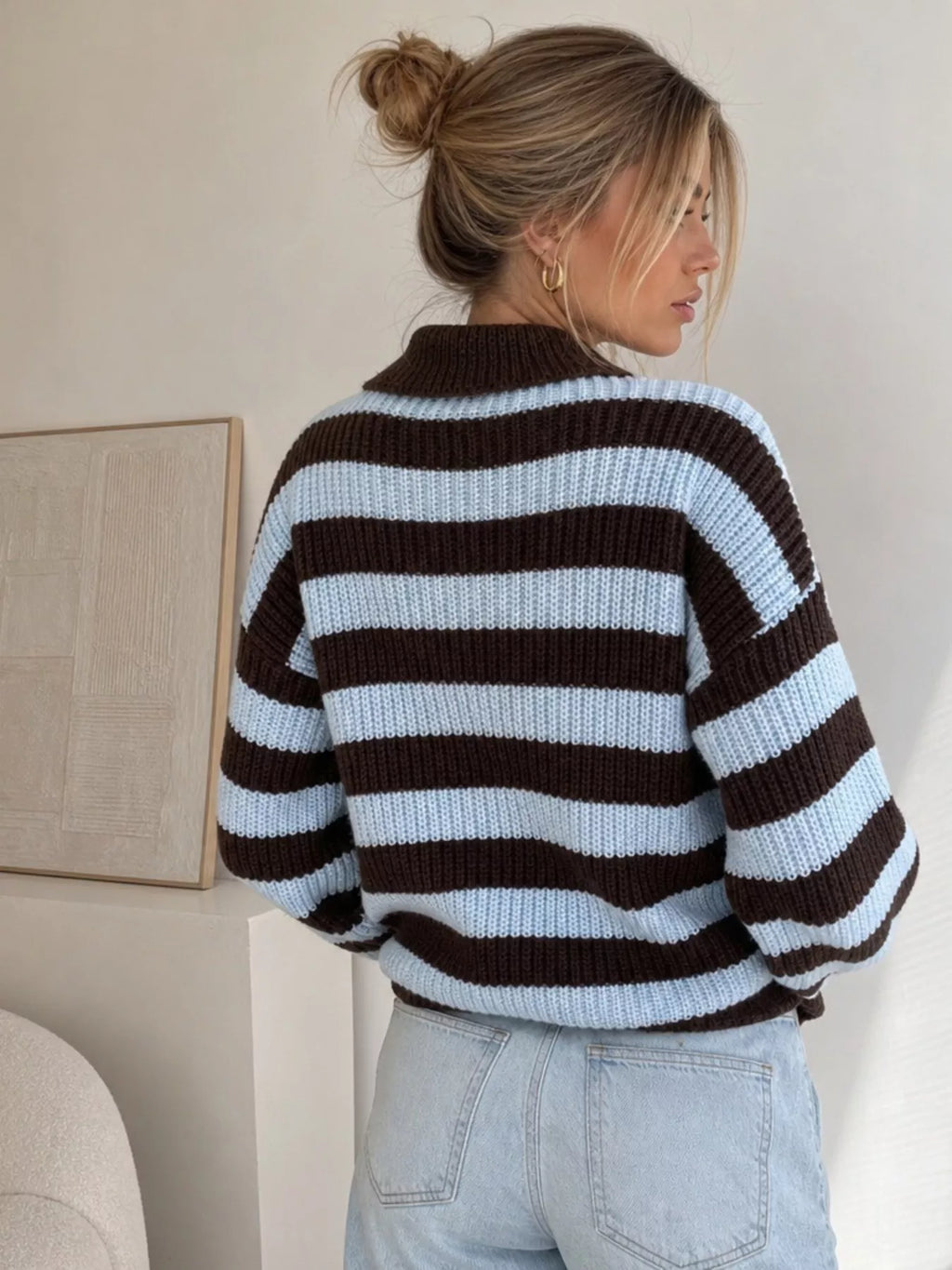 Striped Dropped Shoulder Sweater (4)