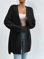 Open Front Dropped Shoulder Slit Cardigan (13)