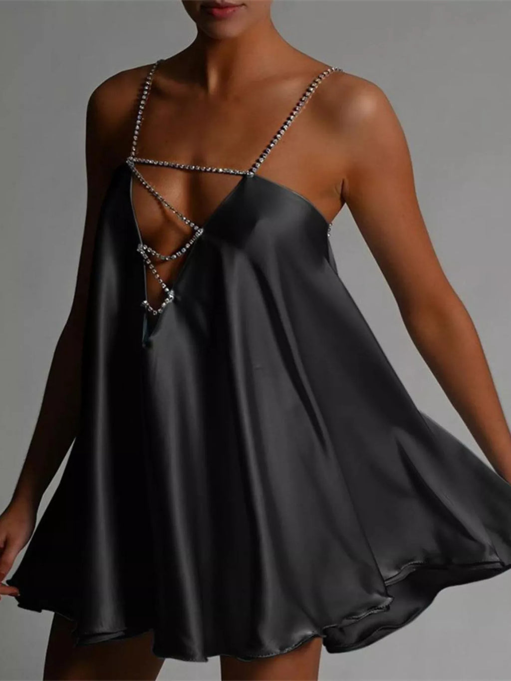Rhinestone Embellished Plunge Mini Dress (10)