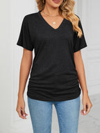 Casual V-neck Short Sleeve T-shirt (3)