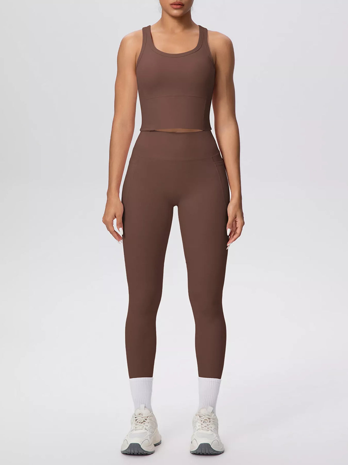Scoop Neck Tank High-waisted Leggings Active Set (13)
