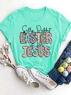 Letter Graphic Round Neck Short Sleeve T-shirt