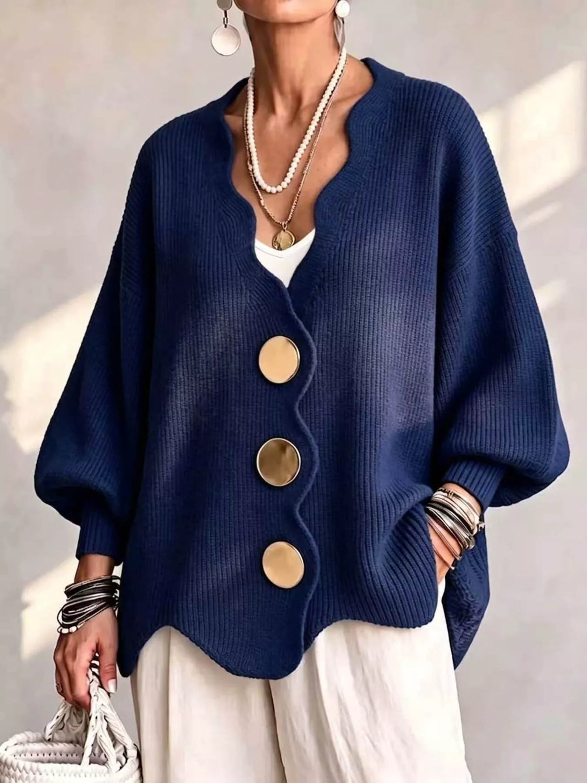 Full Size Scalloped-edge Oversized Button-down Cardigan Plus (19)