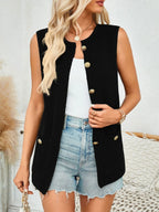 Button Down Round Neck Knit Vest (14)