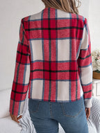 Plaid Open Front Long Sleeve Jacket (15)