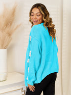 Flower Dropped Shoulder Open Front Cardigan (14)