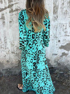 Full Size Printed V-neck Dress Pockets Plus (21)