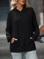 Textured Drawstring Long Sleeve Hoodie (18)