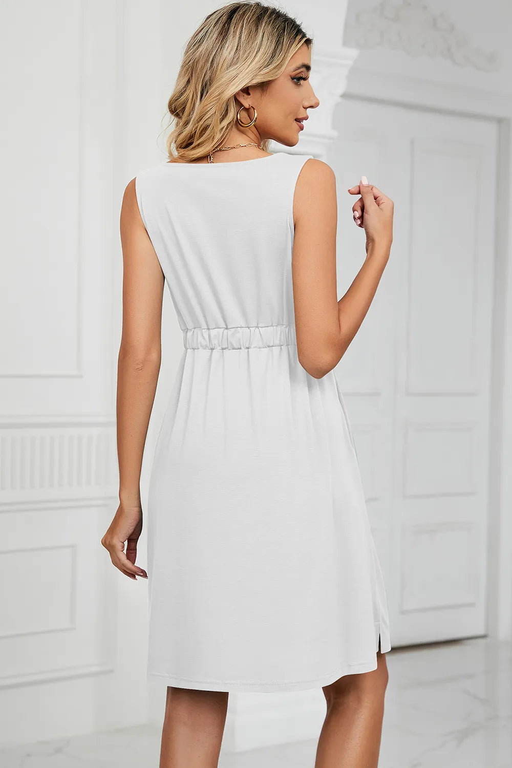 Buttoned Wide Strap Mini Dress (12)