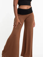 High Waisted Wide Leg Yoga Pants Contrast Waistband (20)