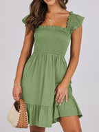 Smocked Ruffle Hem Mini Dress (3)