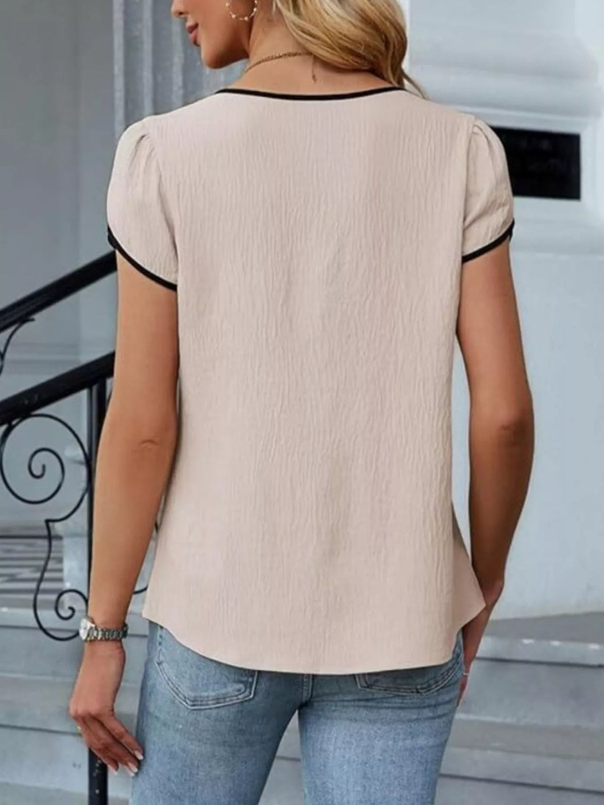 Notched Petal Sleeve Blouse (9)