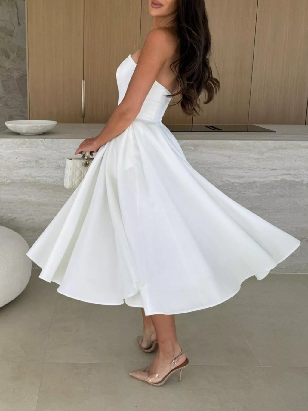 Strapless Ruched A-line Midi Dress (16)