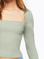 Ribbed Square Neck Long Sleeve Sweater (14)