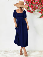 Off-shoulder Balloon Sleeve Midi Dress (8)