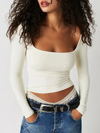Square Neck Long Sleeve T-shirt (13)