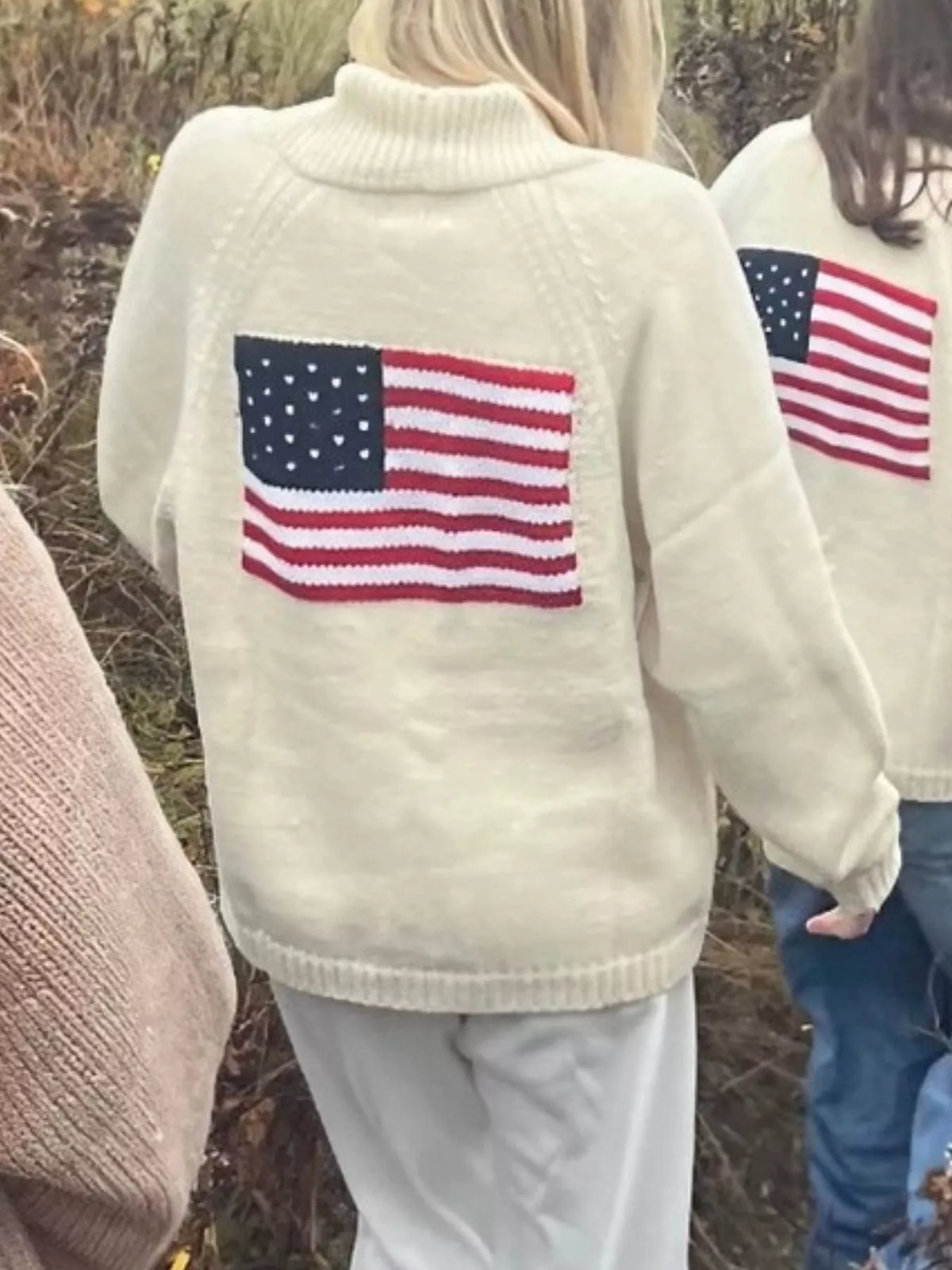 Usa Flag Chunky Knit Button-down Cardigan (2)