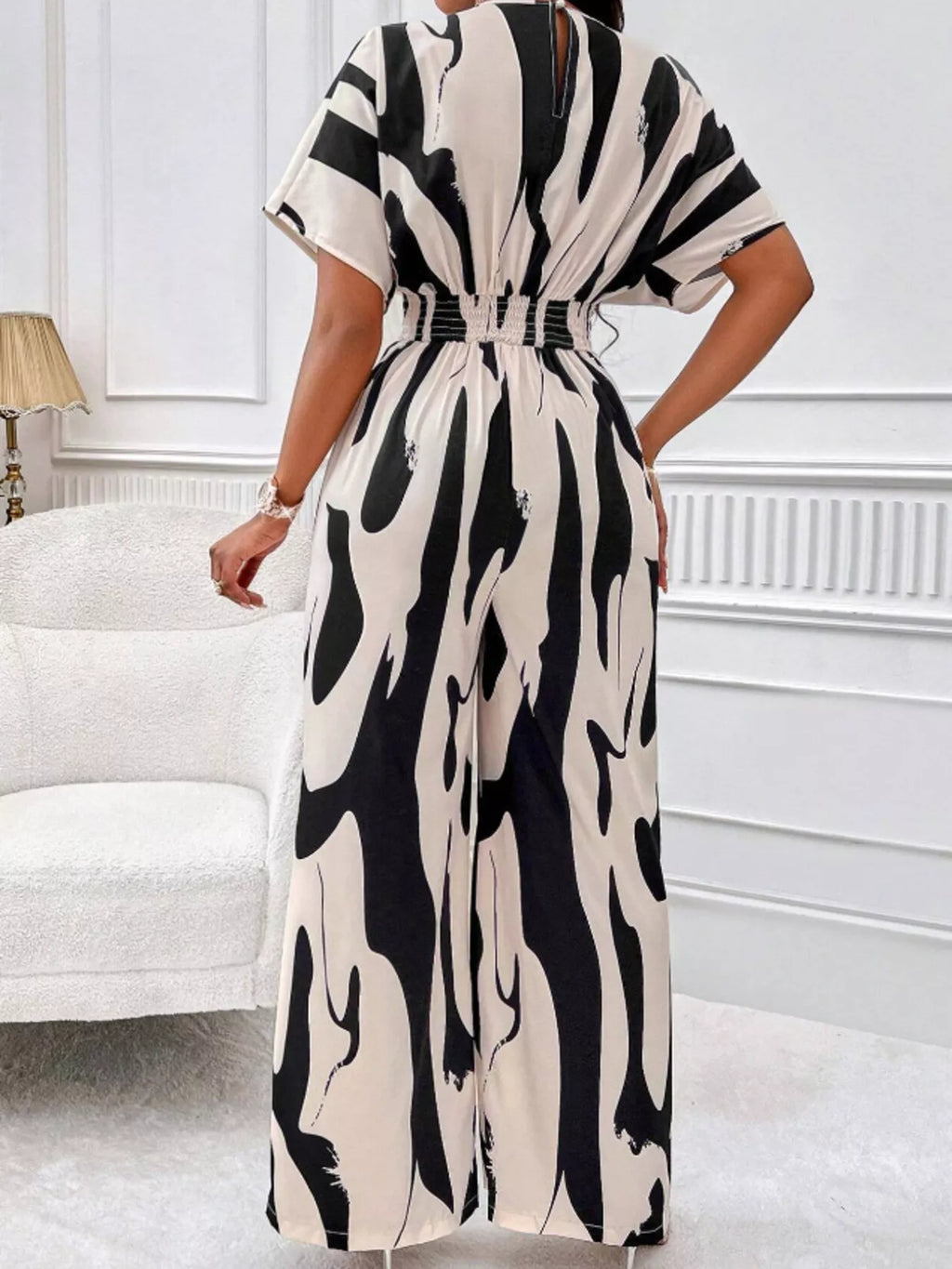 Abstract Print Wide-leg Jumpsuit (4)