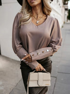V-neck Long Sleeve Blouse (15)